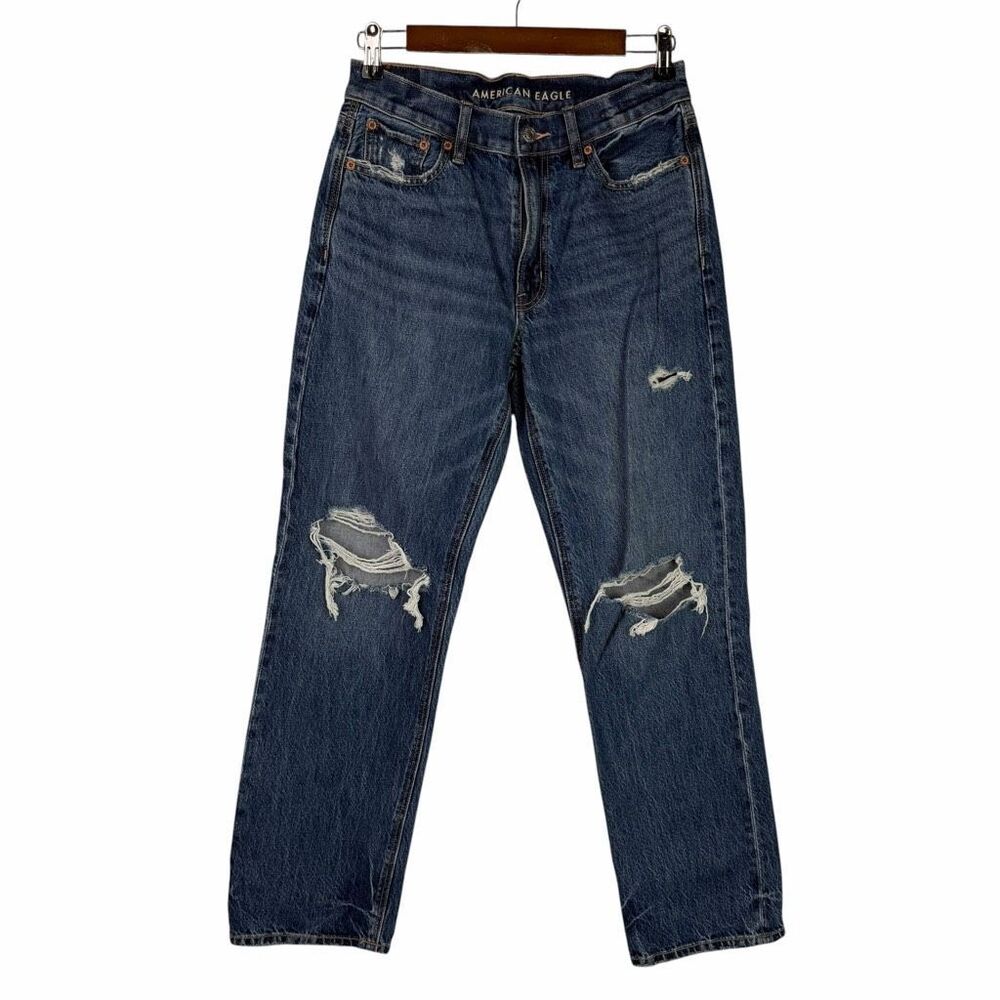 AE Womens 0 Comfort Stretch Waistband Ex Boyfriend Jean Dark Wash